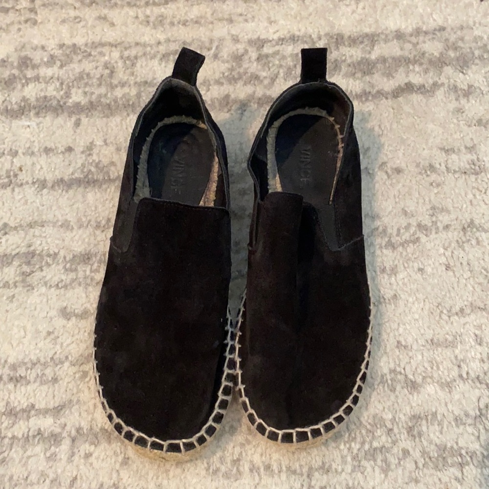 Vince black suede espadrille flats size 5